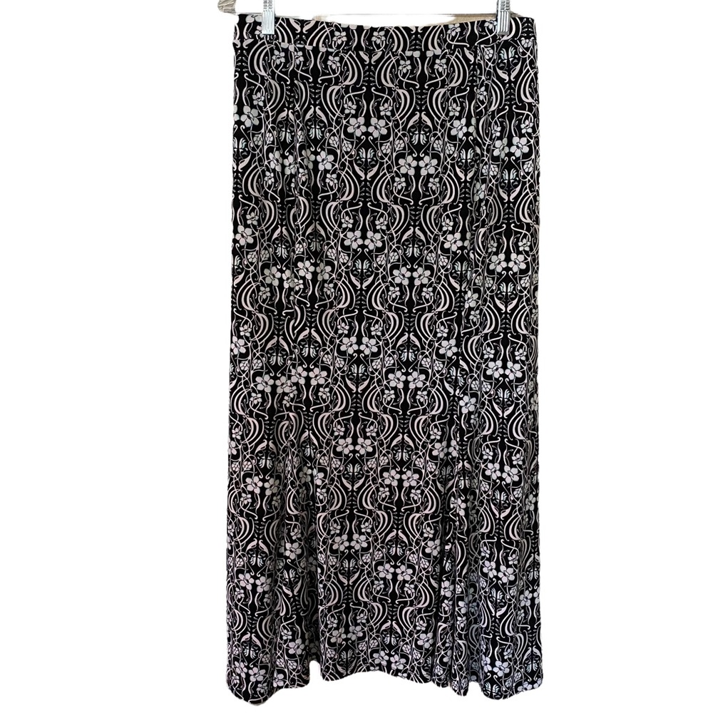 Women's Cato Black White Floral Stretchy Pull-on Elastic Waist